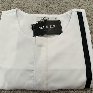 SEA & ALP African Fashion Men Shirt & Pant- Two-Piece White w/ Black Stripes